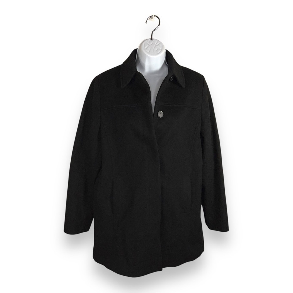 VINTAGE SMALL HERMAN KAY BLACK WOOL COAT LINED WOMENS